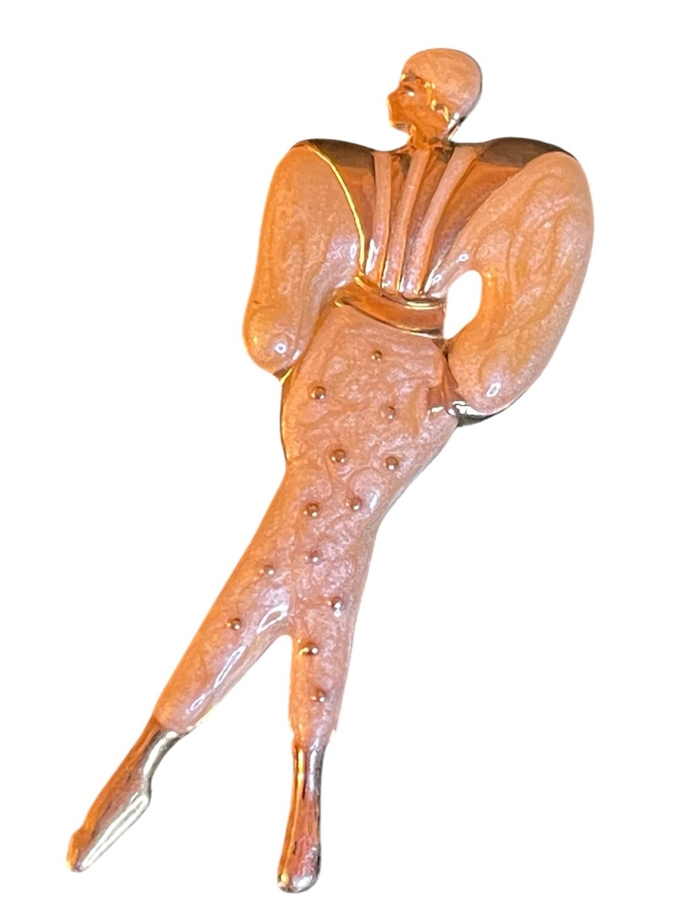 1980’s Art Deco Revival Figural Fashion Lady Brooch